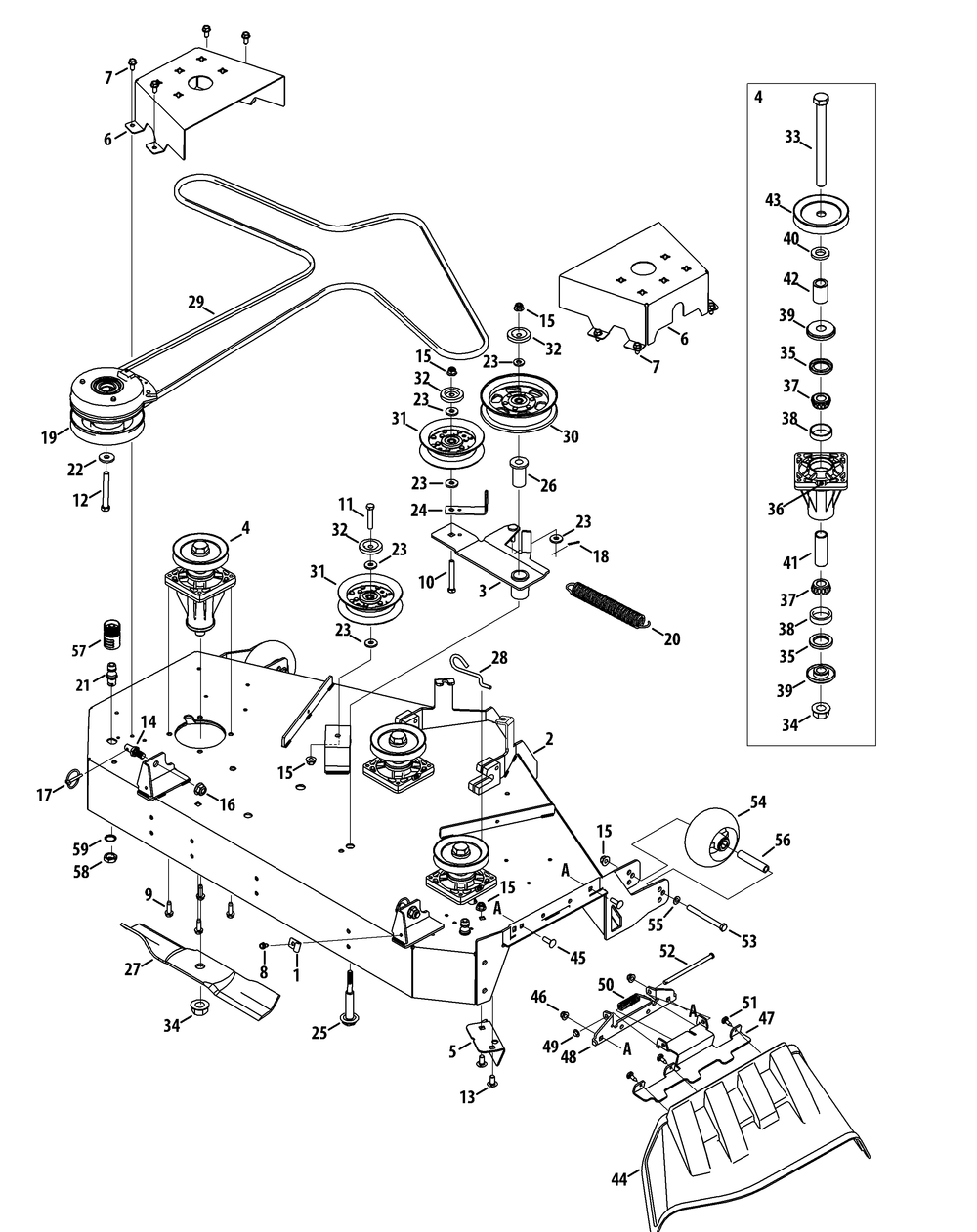 Mower Deck 48-Inch Diagram and Parts List for Z-FORCELZ48 (17BIDAGB-17BIDAGB010)(2015) Cub Cadet Lawn Tractor